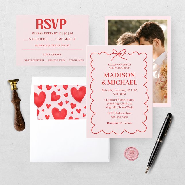 Retro Valentine's RSVP Wedding Reply Card (Creator Uploaded)