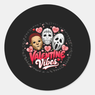 Retro Valentines Vibes Horror Movies Characters Ho Classic Round Sticker