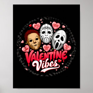 Retro Valentines Vibes Horror Movies Characters Ho Poster