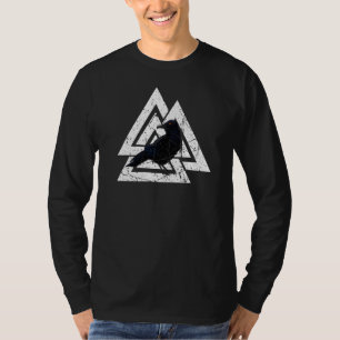 Retro Valknut Odin's Raven Viking Symbol Valknut T-Shirt