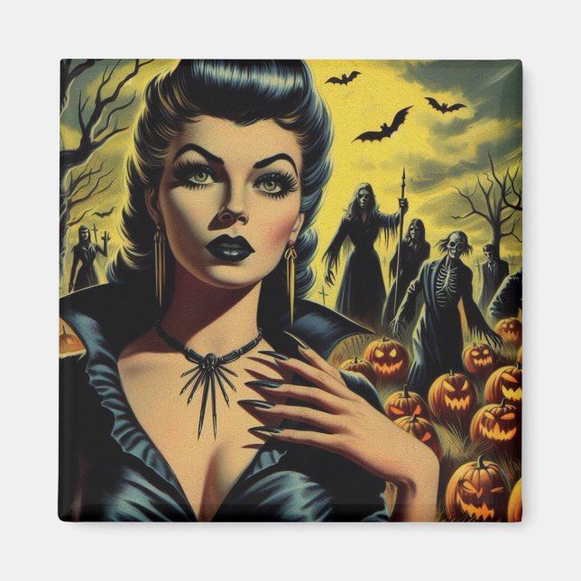 Retro Vampire Girl Magnet (Front)