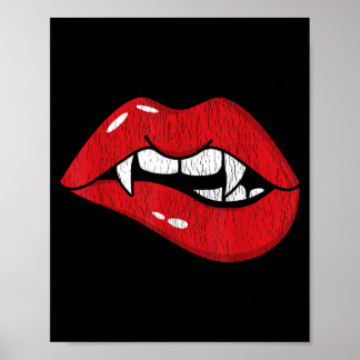 Retro Vampire Red Lips Th Bite Halloween Costume Poster