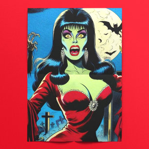 Retro Vampire Woman Comics Tissue Paper