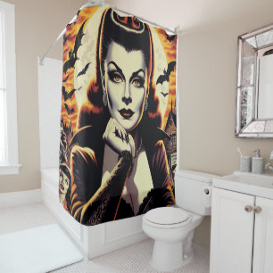 Retro Vampire Woman Shower Curtain