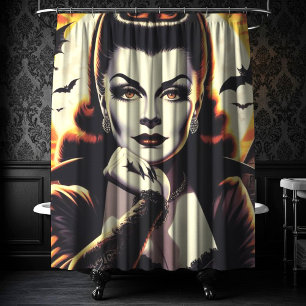 Retro Vampire Woman Shower Curtain