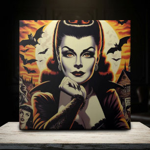 Retro Vampire Woman Tile