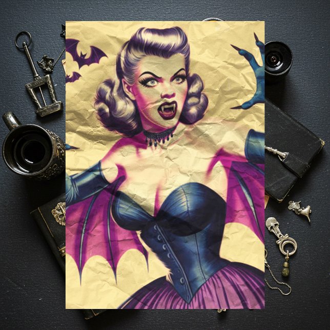 Retro Vampire Woman Tissue Paper (Creator Uploaded)