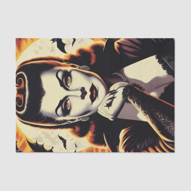 Retro Vampire Woman Tissue Paper (Front)