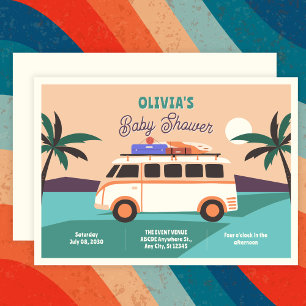 Retro van baby shower  invitation
