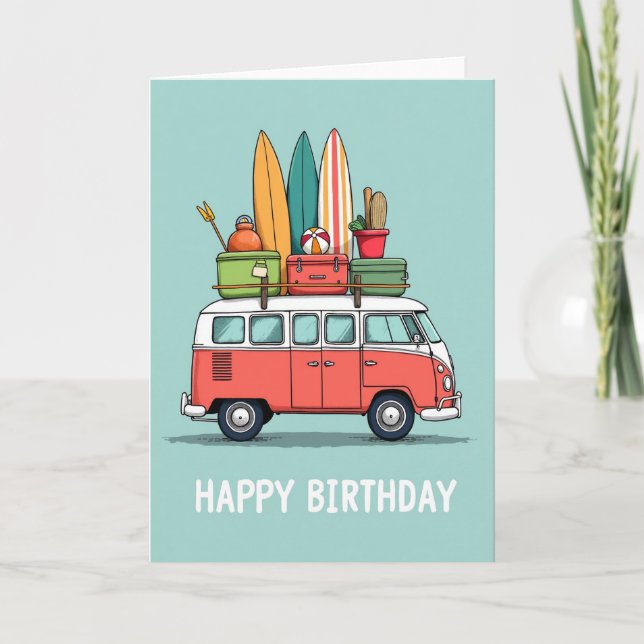 Retro Van Birthday Card (Front)