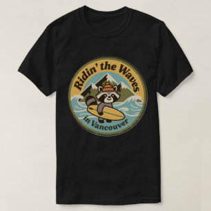 Retro Vancouver Surfing Racoon T-Shirt