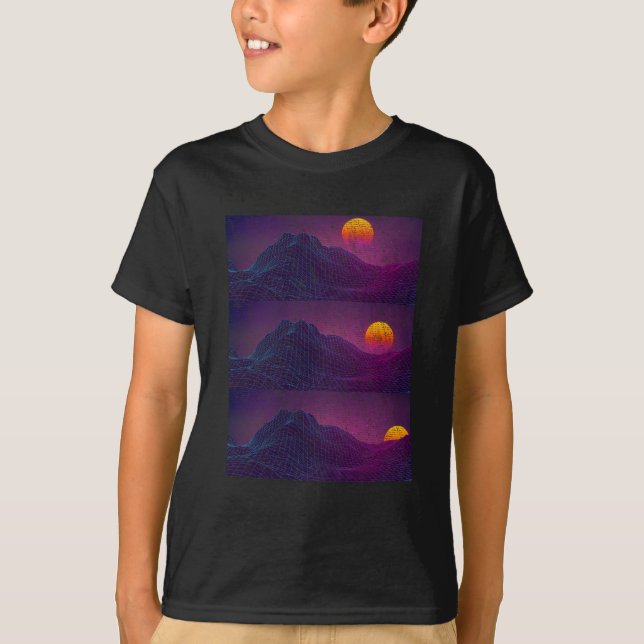 Retro Vaporwave Sunset EDM Aesthetic Rave Dance T-Shirt (Front)