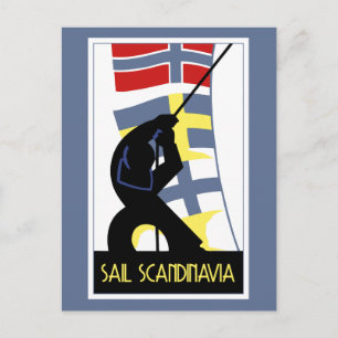 Retro vector art deco style Sail Scandinavia Postcard