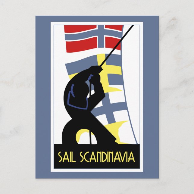 Retro vector art deco style Sail Scandinavia Postcard (Front)