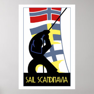 Retro vector art deco style Sail Scandinavia Poster