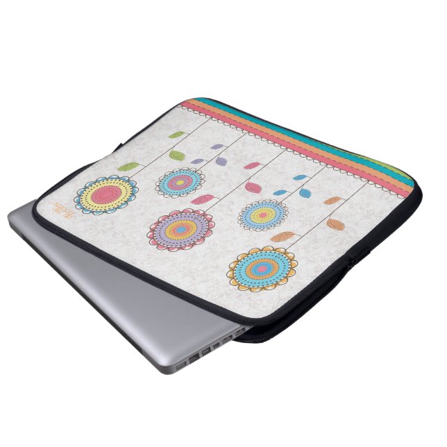 Retro Vector Rainbow Flower Garden Abstract Laptop Sleeve (Front Bottom)