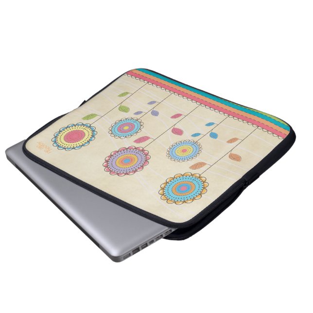 Retro Vector Rainbow Flower Garden Abstract Laptop Sleeve (Front Bottom)
