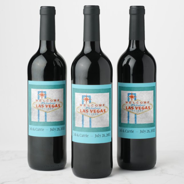 Retro Vegas Sign Grunge Style  Wine Label (Bottles)