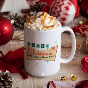 Retro Vegas Vibe Merry Christmas Joy to the World Coffee Mug