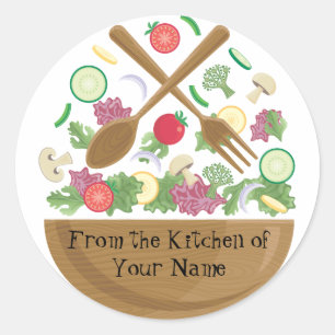 Retro Vegetable Bowl Classic Round Sticker