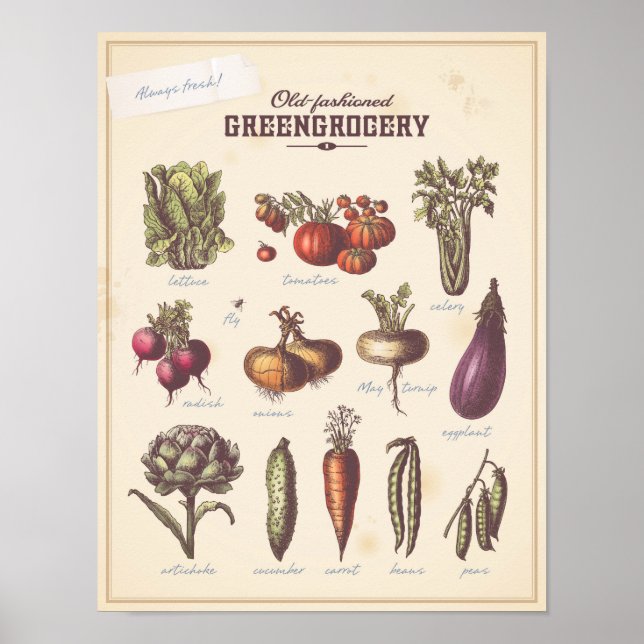 Retro vegetables wall art (Front)