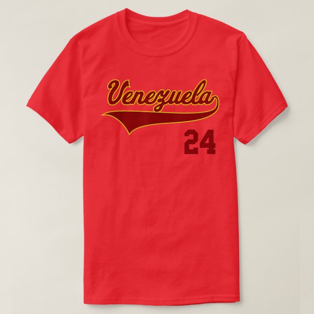 Retro Venezuela Baseball  Vinotinto Beisbol 24  T-Shirt (Design Front)