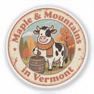 Retro Vermont Badge_ Cosy Cow with Wool Scarf