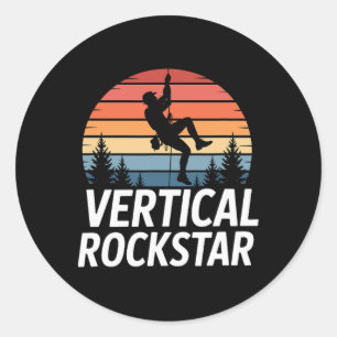 Retro Vertical Rockstar Funny Rock Climbing Classic Round Sticker