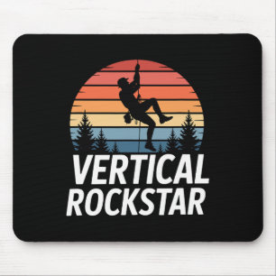 Retro Vertical Rockstar Funny Rock Climbing Mouse Mat