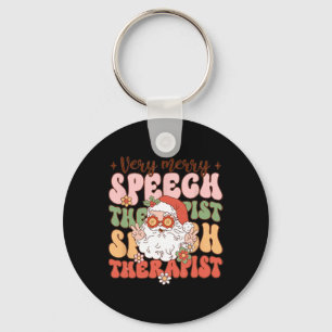 Retro Very Merry Speech Therapist Christmas Slp Bo Key Ring