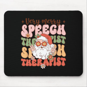 Retro Very Merry Speech Therapist Christmas Slp Bo Mouse Mat