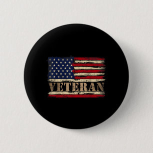 Retro Veteran Bold Text Usa Flag Fathers Day 6 Cm Round Badge