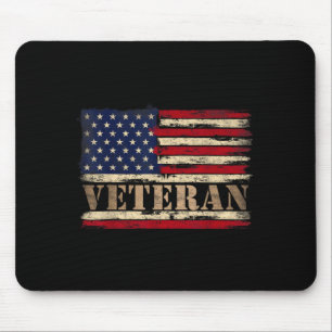 Retro Veteran Bold Text Usa Flag Fathers Day Mouse Mat