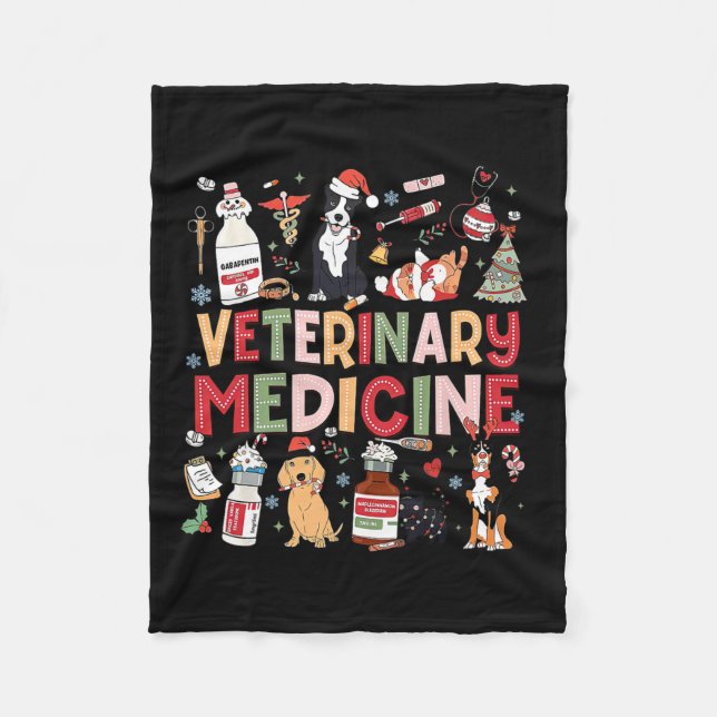 Retro Veterinary Medicine Vet Tech Cat Dog Lover C Fleece Blanket (Front)