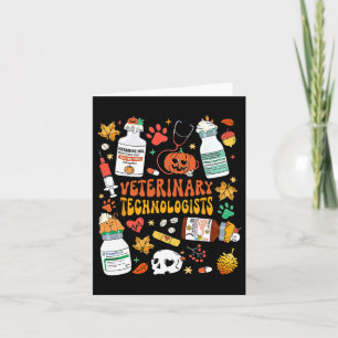Retro Veterinary Technologists Spooky Halloween An Card