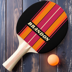 Retro VHS Board Stripes with Name Ping Pong Paddle