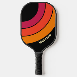 Retro VHS Circle Stripe with Name Pickleball Paddle