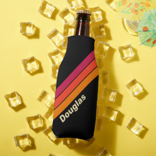 Retro VHS Stripes with Name Bottle Cooler