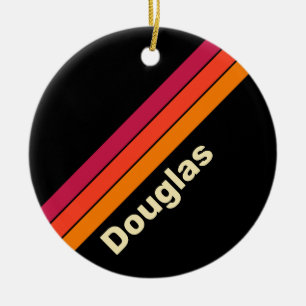 Retro VHS Stripes with Name Ceramic Tree Decoration