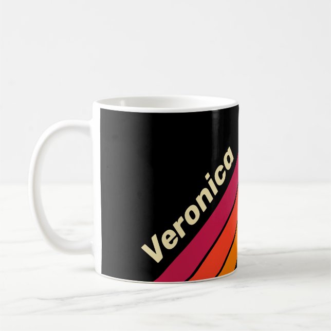 Retro VHS Stripes with Name Coffee Mug (Left)