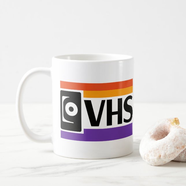 Retro VHS Symbol Coffee Mug - 80s 90s (With Donut)