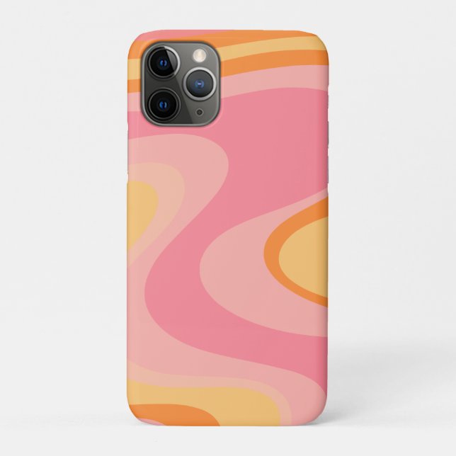 Retro Vibe Abstract Swirl 60s 70s Pink and Orange Case-Mate iPhone Case (Back)