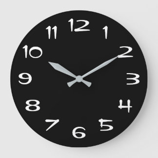 Retro Vibe Black and White Large Clock