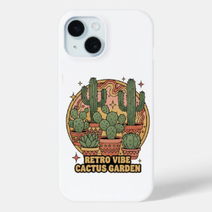 Retro Vibe Cactus Garden iPhone 15 Case