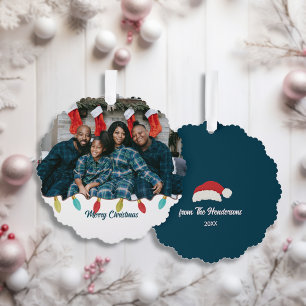 Retro Vibe Christmas Photo Tree Decoration Card