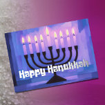 Retro Vibe Hanukkah Menorah Purple Blue Foil Holiday Card<br><div class="desc">Retro Vibe Hanukkah Menorah Silver Blue Purple Black</div>
