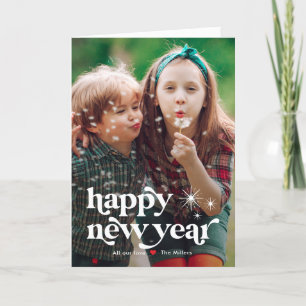 Retro Vibe Happy New Year Photo Card