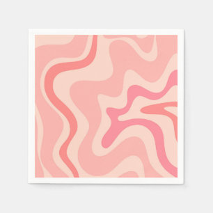 Retro Vibe Liquid Swirl Pattern in Blush Pink Napkin