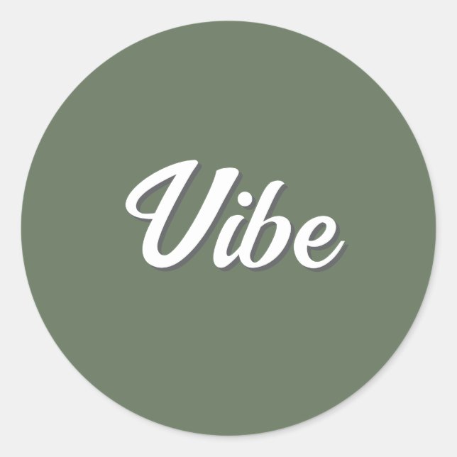 Retro Vibe Olive Green Simple Cool Classic Round Sticker (Front)