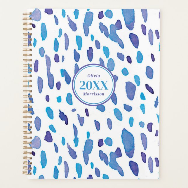 Retro Vibe Purple & Blue Pattern Planner (Front)